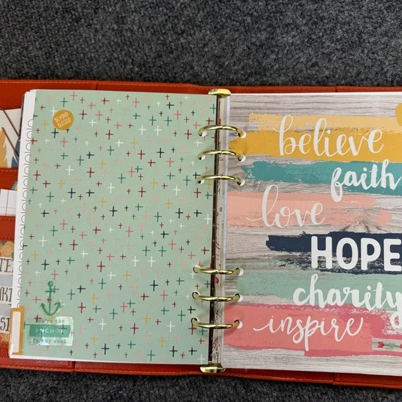 Vibrant Orange Leather Journal with Gold Rings - Picture 10 of 16